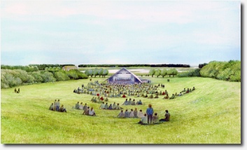 Great Fen Project events area with temporary stage, by MC Wood